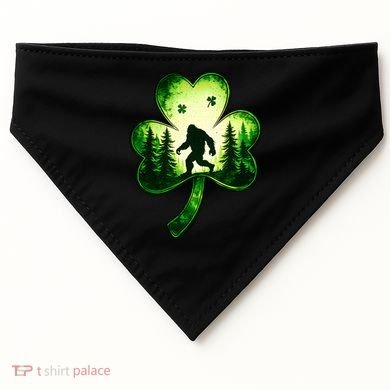 St Patricks Day Bigfoot Sasquatch Irish Clover Shamrock USA-Made Doggie Bandana