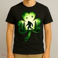 St Patricks Day Bigfoot Sasquatch Irish Clover Shamrock T-Shirt thumb 3