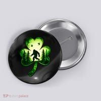 St Patricks Day Bigfoot Sasquatch Irish Clover Shamrock Button thumb 0