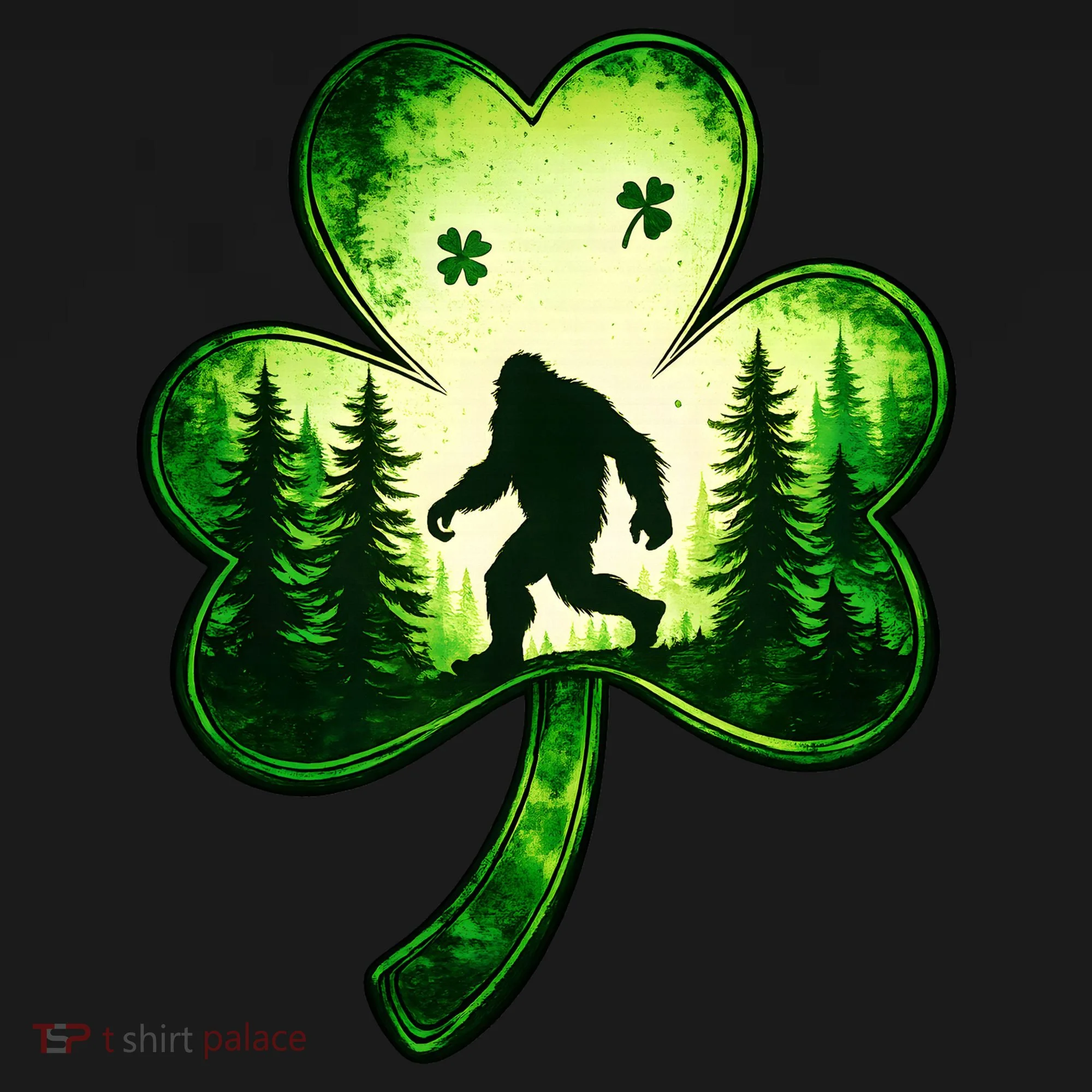 St Patricks Day Bigfoot Sasquatch Irish Clover Shamrock Button