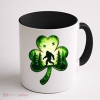 St Patricks Day Bigfoot Sasquatch Irish Clover Shamrock Coffee Mug thumb 1
