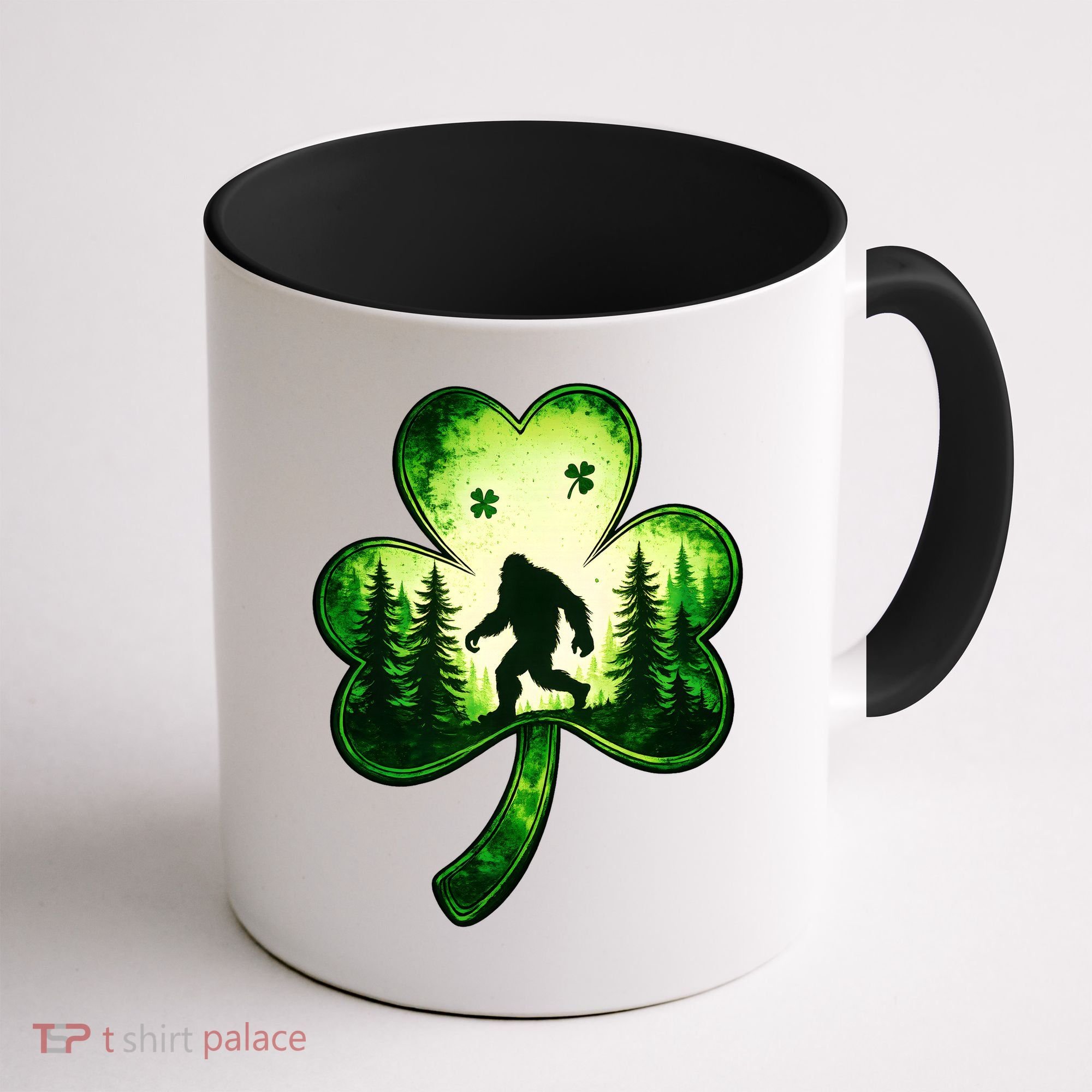 St Patricks Day Bigfoot Sasquatch Irish Clover Shamrock Coffee Mug