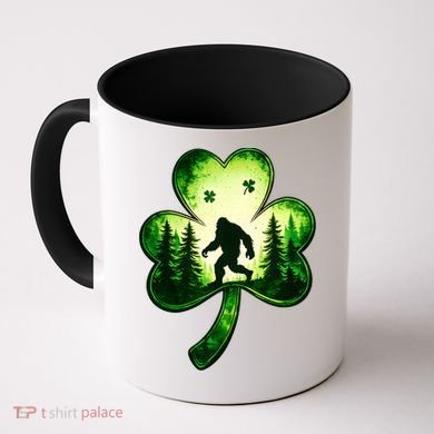 St Patricks Day Bigfoot Sasquatch Irish Clover Shamrock Coffee Mug