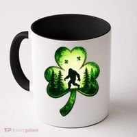 St Patricks Day Bigfoot Sasquatch Irish Clover Shamrock Coffee Mug thumb 0