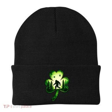 St Patricks Day Bigfoot Sasquatch Irish Clover Shamrock Beanie