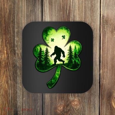 St Patricks Day Bigfoot Sasquatch Irish Clover Shamrock Coaster
