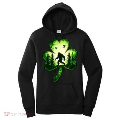St Patricks Day Bigfoot Sasquatch Irish Clover Shamrock Women's Hoodie