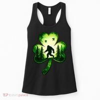 St Patricks Day Bigfoot Sasquatch Irish Clover Shamrock Women's Tank Top thumb 0