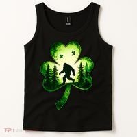 St Patricks Day Bigfoot Sasquatch Irish Clover Shamrock Tank Top thumb 2