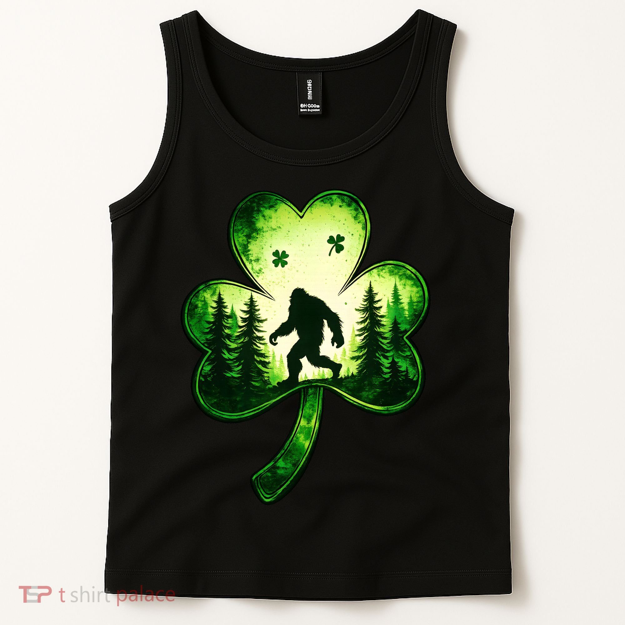 St Patricks Day Bigfoot Sasquatch Irish Clover Shamrock Tank Top