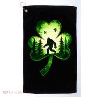 St Patricks Day Bigfoot Sasquatch Irish Clover Shamrock Golf Towel thumb 0