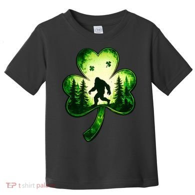 St Patricks Day Bigfoot Sasquatch Irish Clover Shamrock Toddler T-Shirt
