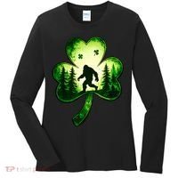 St Patricks Day Bigfoot Sasquatch Irish Clover Shamrock Women's Long Sleeve Shirt thumb 0