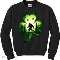St Patricks Day Bigfoot Sasquatch Irish Clover Shamrock Kids Sweatshirt thumb 0