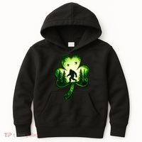 St Patricks Day Bigfoot Sasquatch Irish Clover Shamrock Kids Hoodie thumb 0
