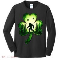 St Patricks Day Bigfoot Sasquatch Irish Clover Shamrock Kids Long Sleeve Shirt thumb 0