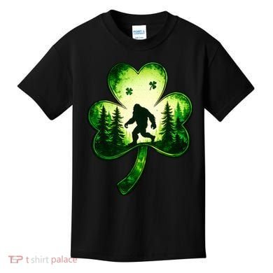 St Patricks Day Bigfoot Sasquatch Irish Clover Shamrock Kids T-Shirt