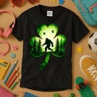 St Patricks Day Bigfoot Sasquatch Irish Clover Shamrock Kids T-Shirt thumb 3