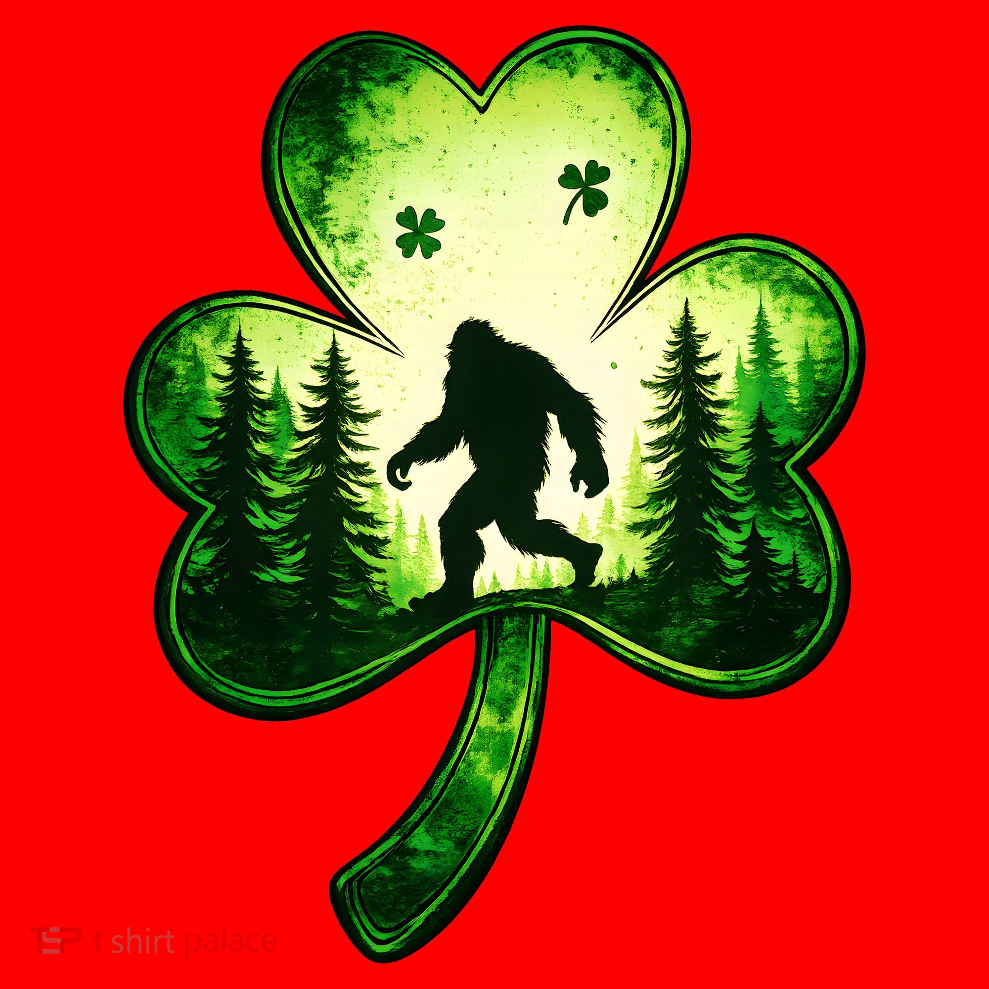St Patricks Day Bigfoot Sasquatch Irish Clover Shamrock Santa Hat