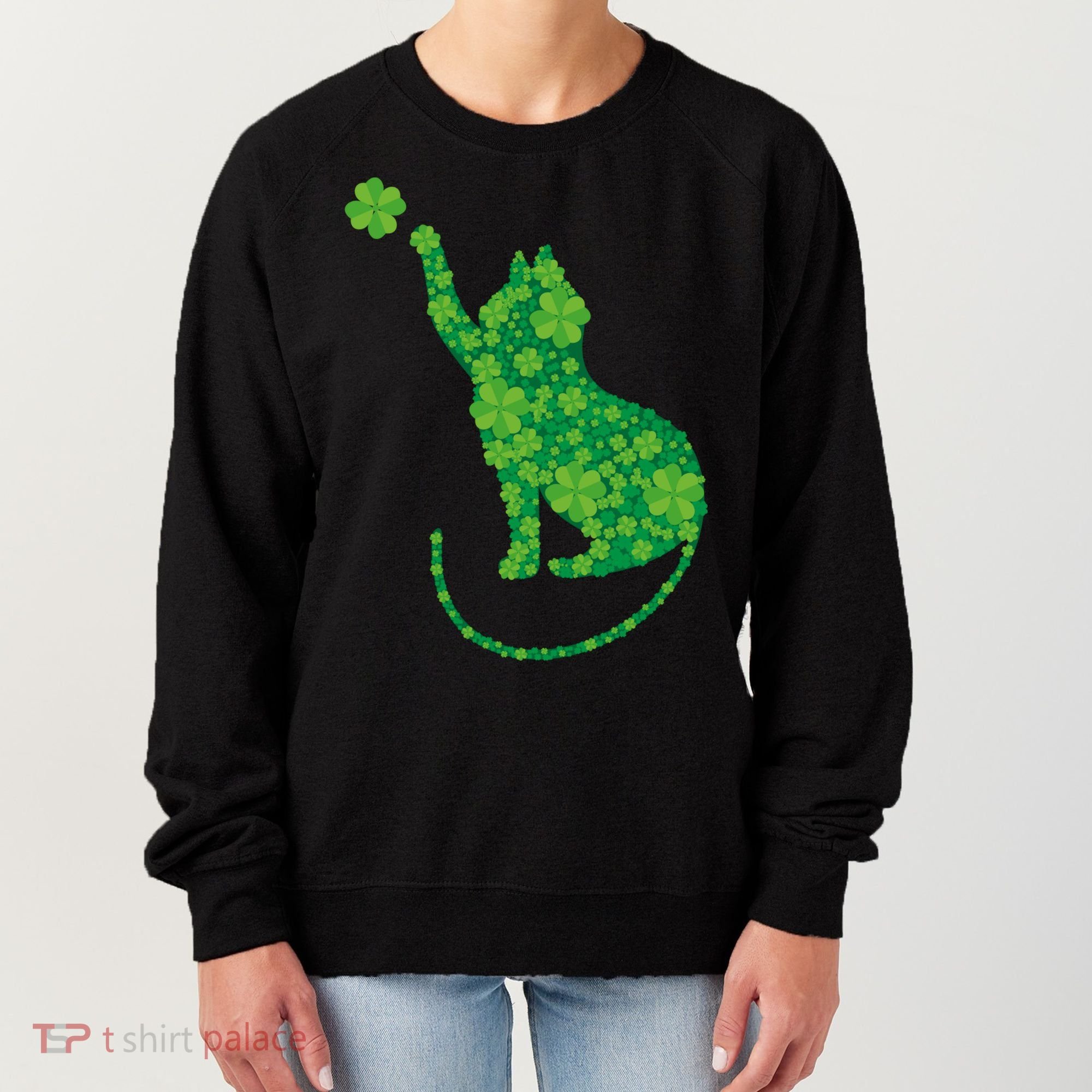 St Patricks Day, Cat St Patricks Day, Cat Shamrock Women's Sweatshirt