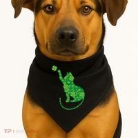 St Patricks Day, Cat St Patricks Day, Cat Shamrock USA-Made Doggie Bandana thumb 1