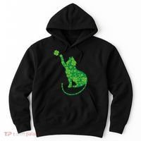 St Patricks Day, Cat St Patricks Day, Cat Shamrock Hoodie thumb 0