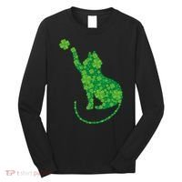 St Patricks Day, Cat St Patricks Day, Cat Shamrock Long Sleeve Shirt thumb 0