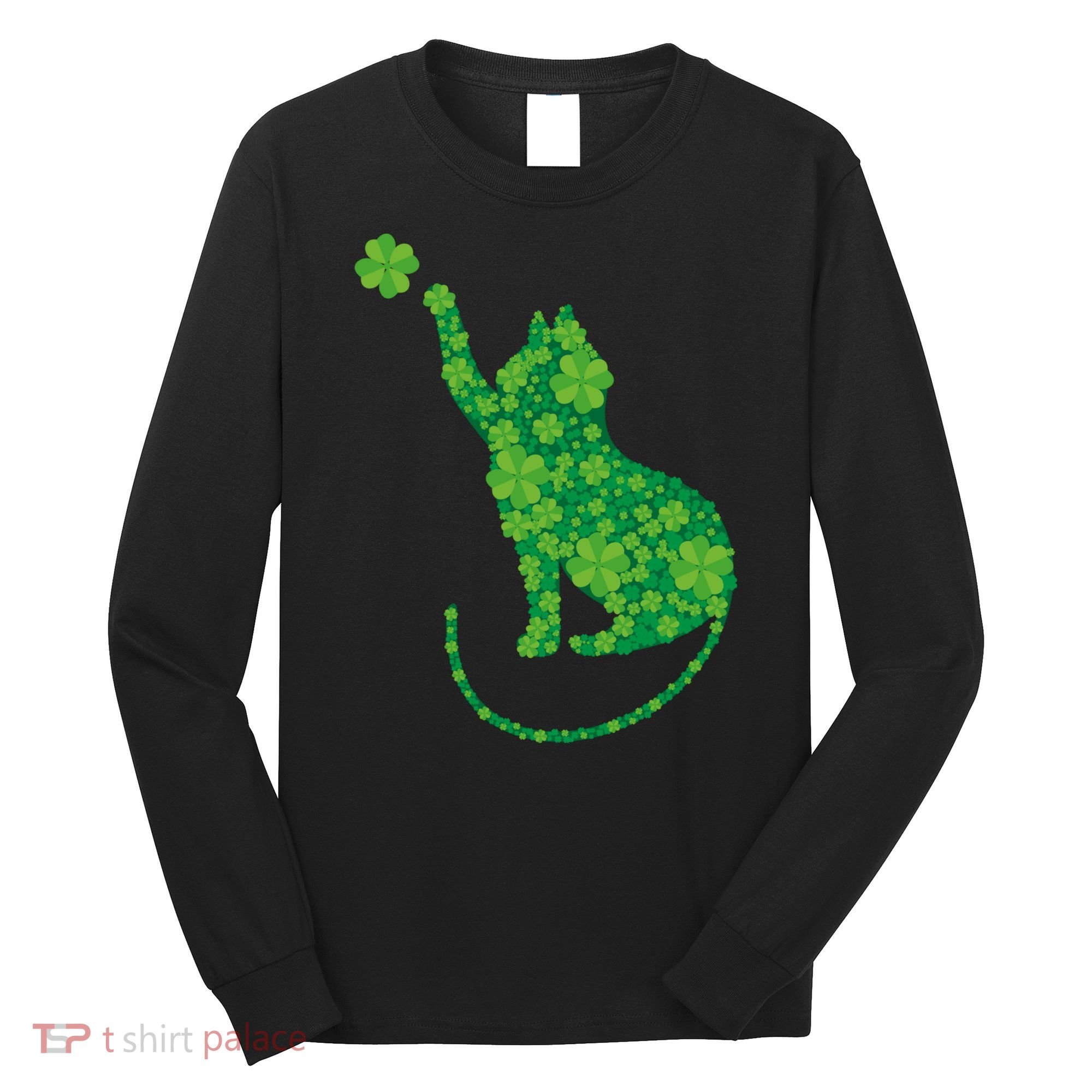 St Patricks Day, Cat St Patricks Day, Cat Shamrock Long Sleeve Shirt