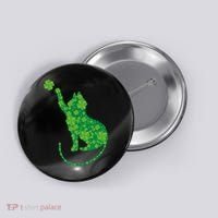 St Patricks Day, Cat St Patricks Day, Cat Shamrock Button thumb 0