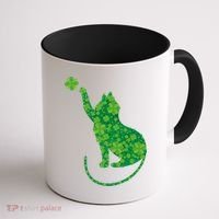 St Patricks Day, Cat St Patricks Day, Cat Shamrock Coffee Mug thumb 1