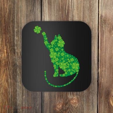 St Patricks Day, Cat St Patricks Day, Cat Shamrock Coaster