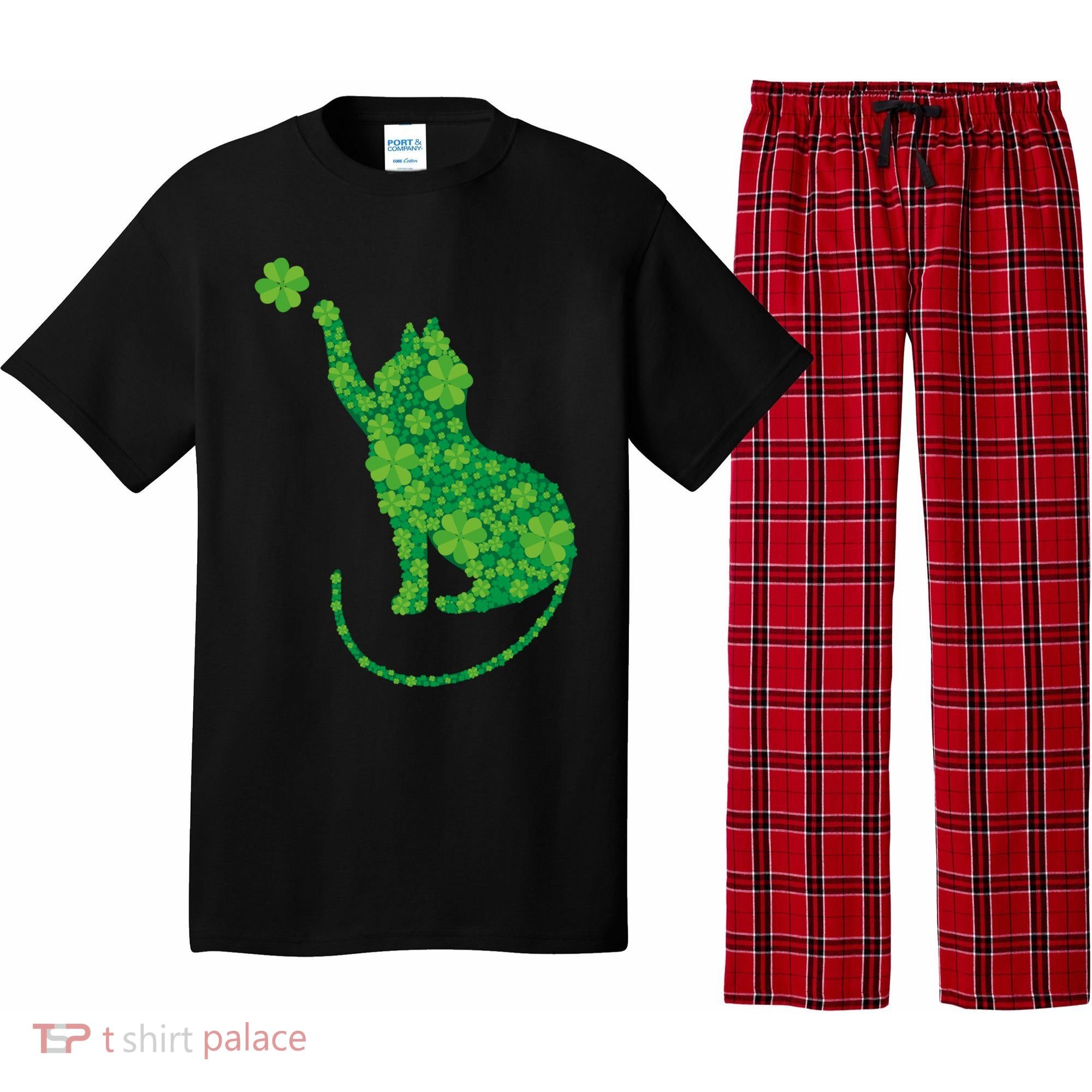 St Patricks Day, Cat St Patricks Day, Cat Shamrock Pajama Set