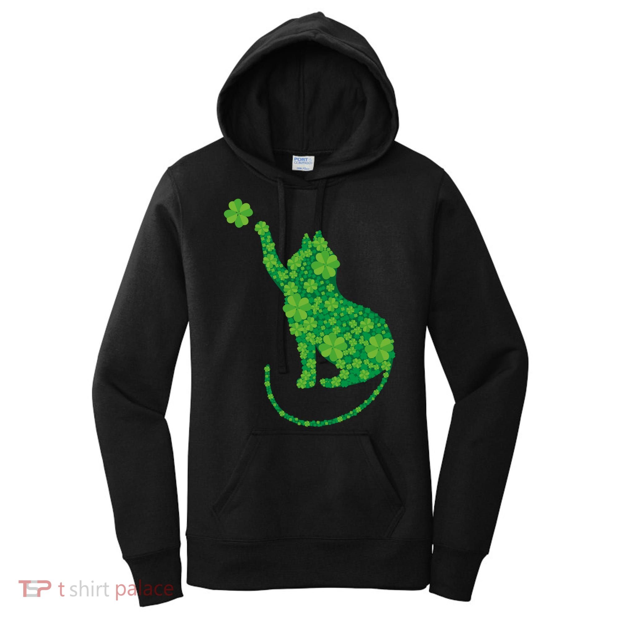 St Patricks Day, Cat St Patricks Day, Cat Shamrock Women's Hoodie