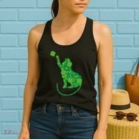 St Patricks Day, Cat St Patricks Day, Cat Shamrock Women's Tank Top thumb 2