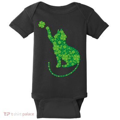 St Patricks Day, Cat St Patricks Day, Cat Shamrock Baby Bodysuit