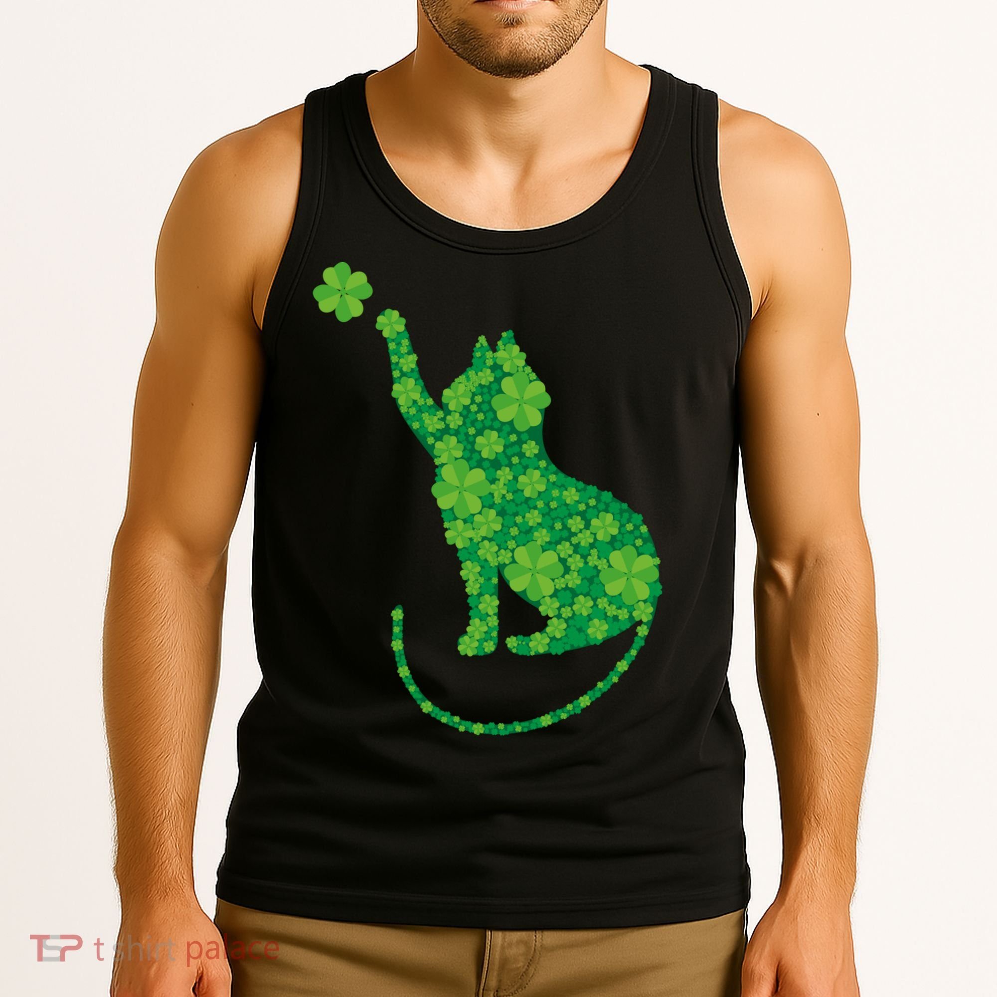 St Patricks Day, Cat St Patricks Day, Cat Shamrock Tank Top