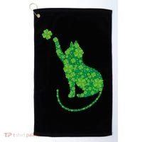 St Patricks Day, Cat St Patricks Day, Cat Shamrock Golf Towel thumb 0