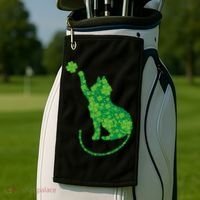 St Patricks Day, Cat St Patricks Day, Cat Shamrock Golf Towel thumb 2