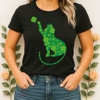 St Patricks Day, Cat St Patricks Day, Cat Shamrock Women's T-Shirt thumb 2