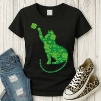 St Patricks Day, Cat St Patricks Day, Cat Shamrock Women's T-Shirt thumb 3