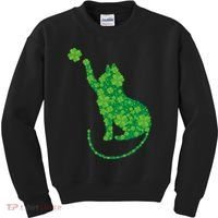 St Patricks Day, Cat St Patricks Day, Cat Shamrock Kids Sweatshirt thumb 0
