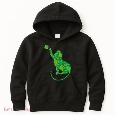 St Patricks Day, Cat St Patricks Day, Cat Shamrock Kids Hoodie