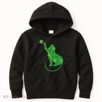 St Patricks Day, Cat St Patricks Day, Cat Shamrock Kids Hoodie thumb 0