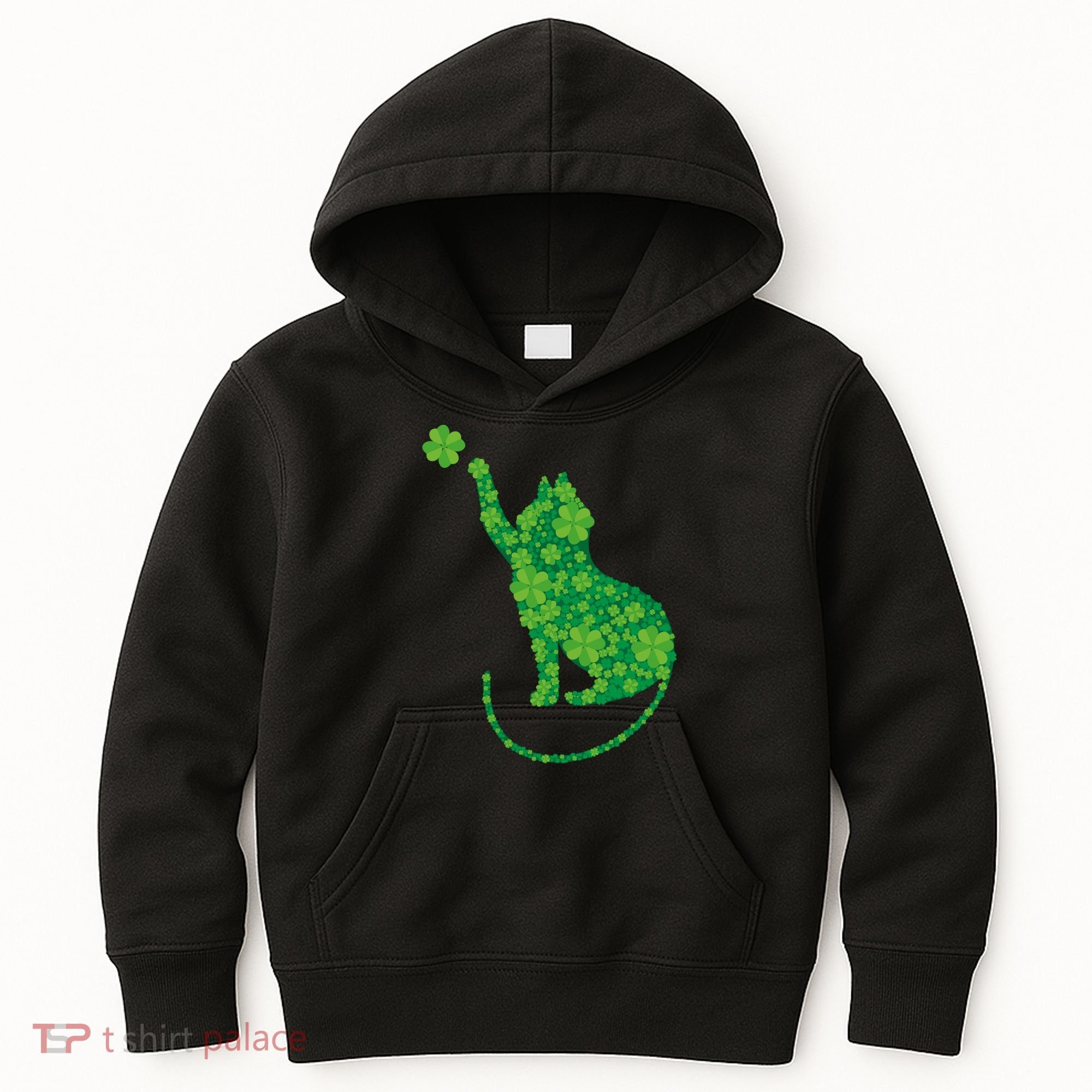 St Patricks Day, Cat St Patricks Day, Cat Shamrock Kids Hoodie