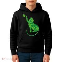 St Patricks Day, Cat St Patricks Day, Cat Shamrock Kids Hoodie thumb 4