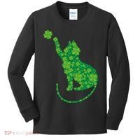St Patricks Day, Cat St Patricks Day, Cat Shamrock Kids Long Sleeve Shirt thumb 0