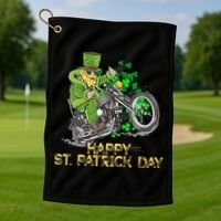 St Patricks Day For Motorcycle Bike Biker Rider Golf Towel thumb 1