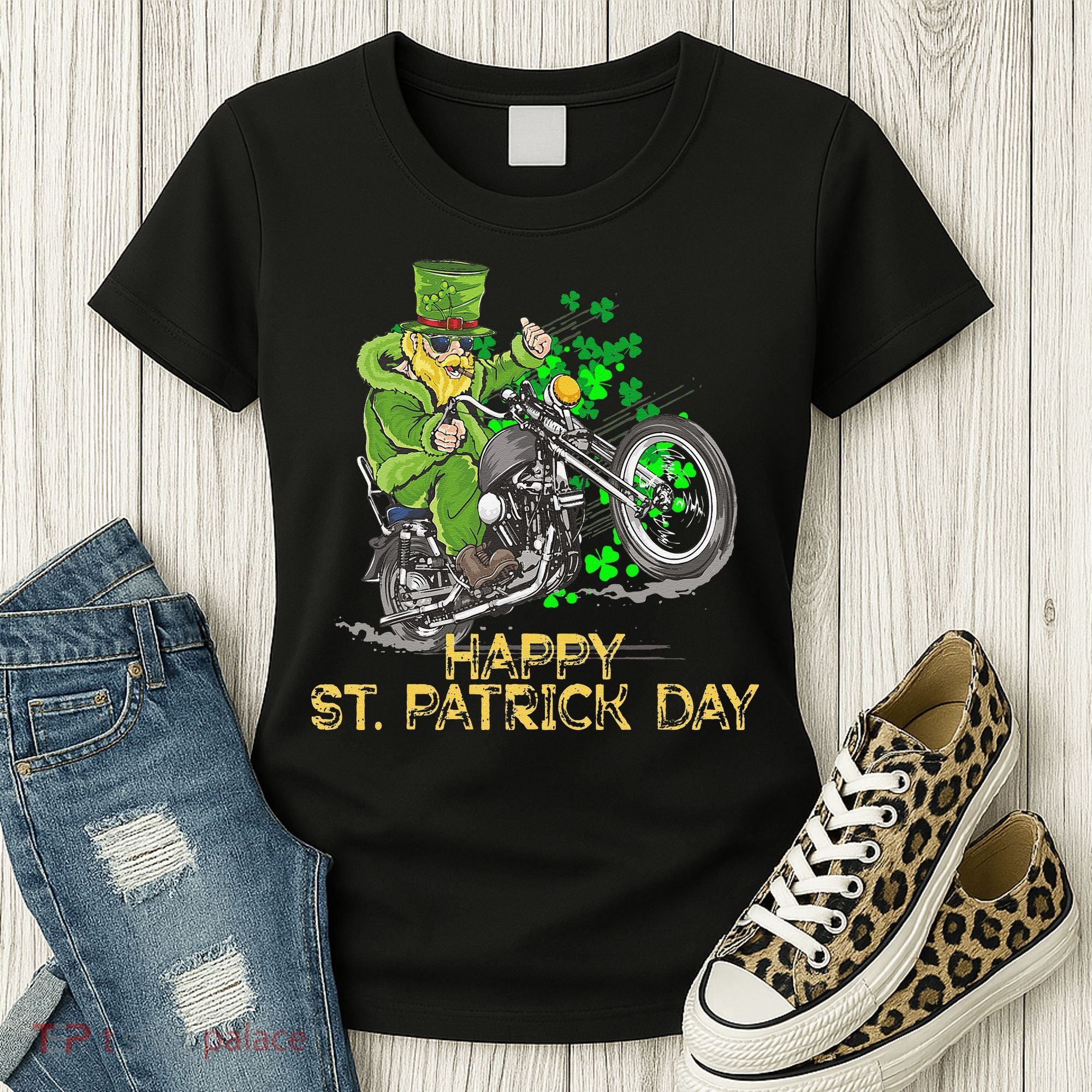 St Patricks Day For Motorcycle Bike Biker Rider Women's T-Shirt