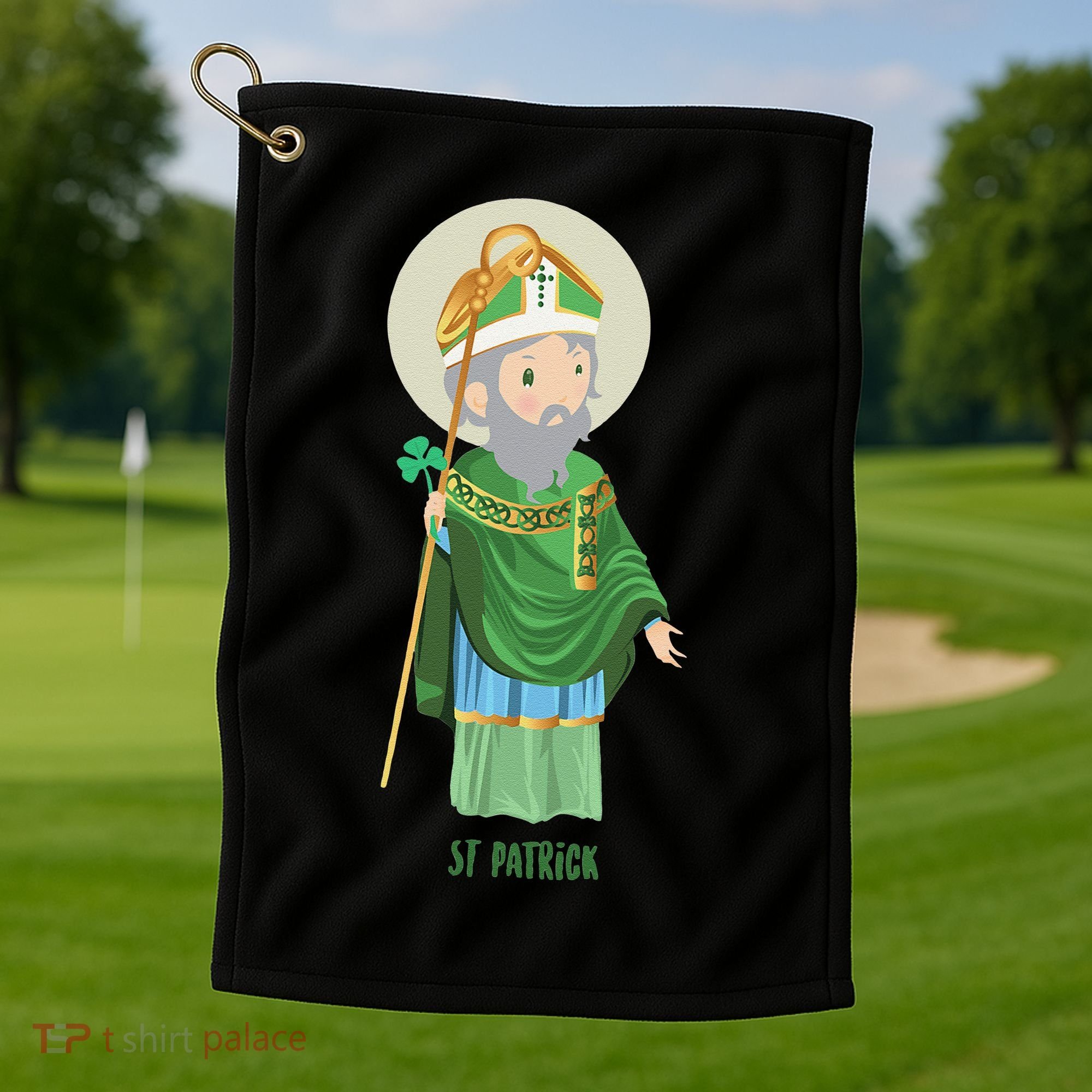 Saint Patricks Day Pray For Us St Patrick's Catholic Patty's Happy Golf Towel