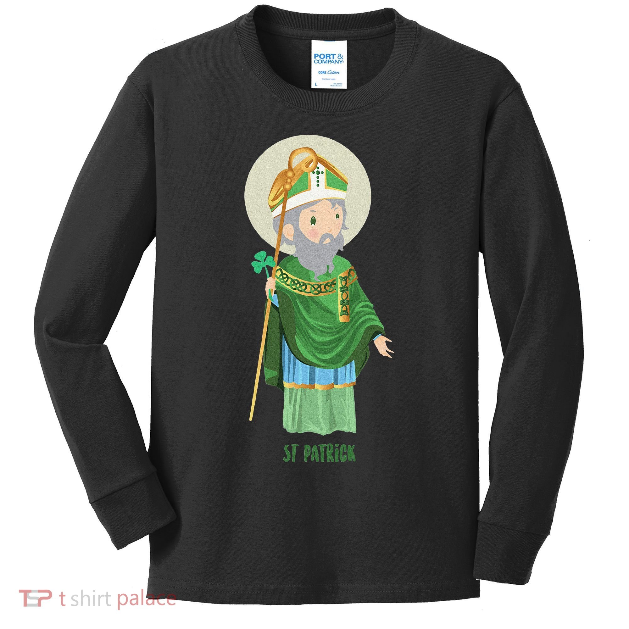 Saint Patricks Day Pray For Us St Patrick's Catholic Patty's Happy Kids Long Sleeve Shirt